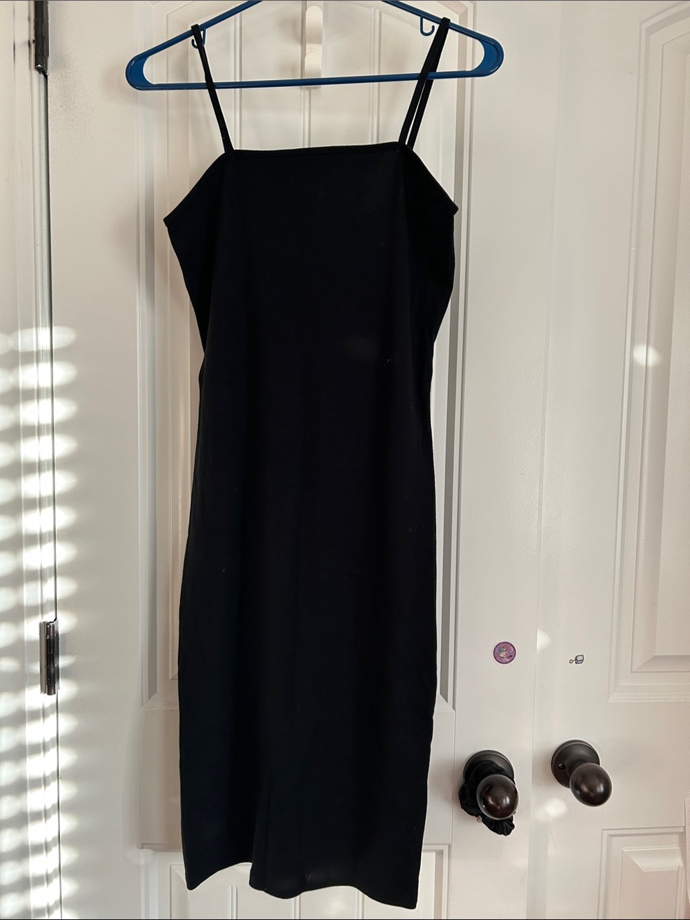 Topshop Black Midi Slip Dress with Spaghetti Straps